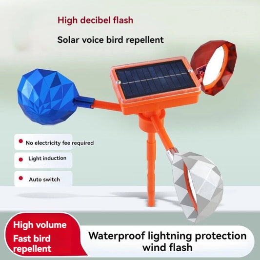 Solar Wind-Powered 360° Bird & Rat Repeller with Reflective & Sound
