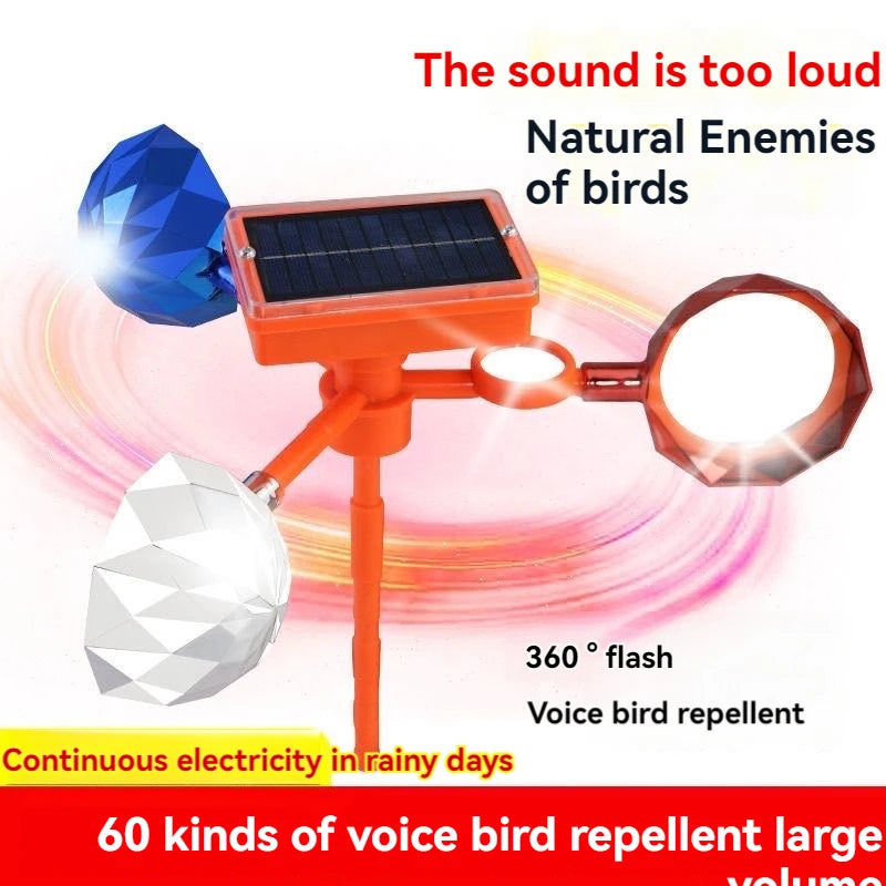 Solar Wind-Powered 360° Bird & Rat Repeller with Reflective & Sound