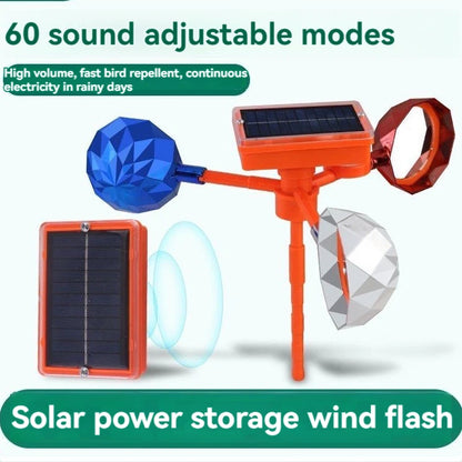 Solar Wind-Powered 360° Bird & Rat Repeller with Reflective & Sound